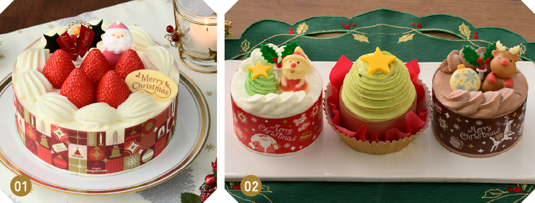 苺が主役のデコレーションケーキと、ひとりじめサイズのプチデコレーションのセット