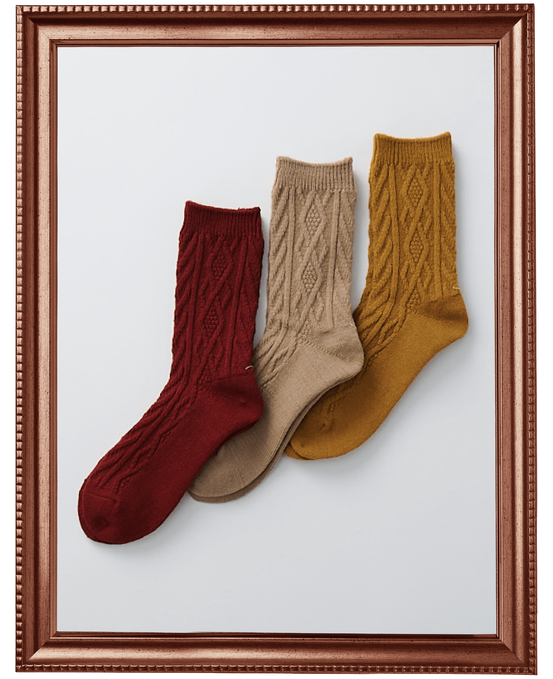 毛混ダイヤケーブルクルー各￥990（税込）