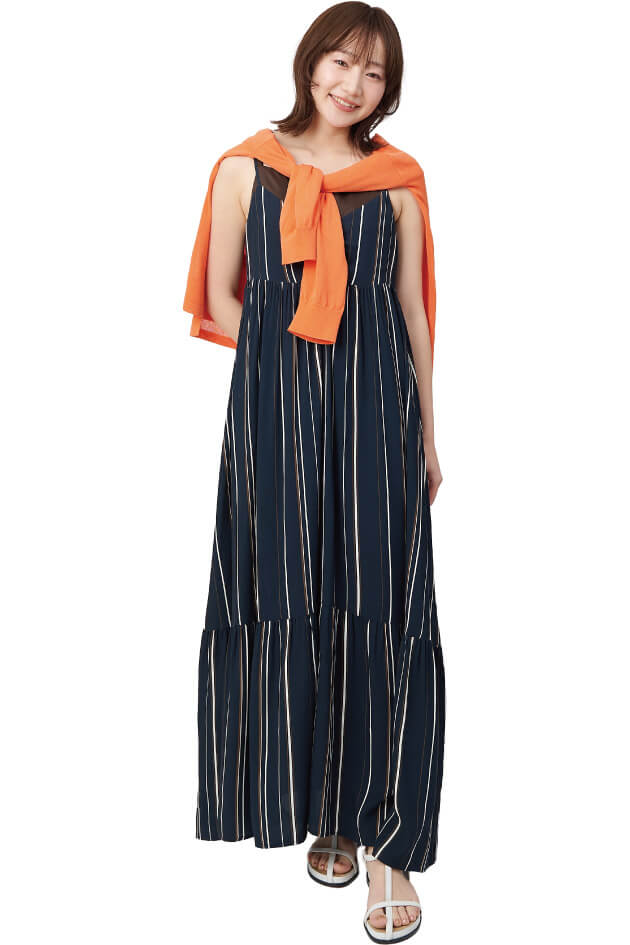 ハイゲージミドル丈Vネックカーディガン