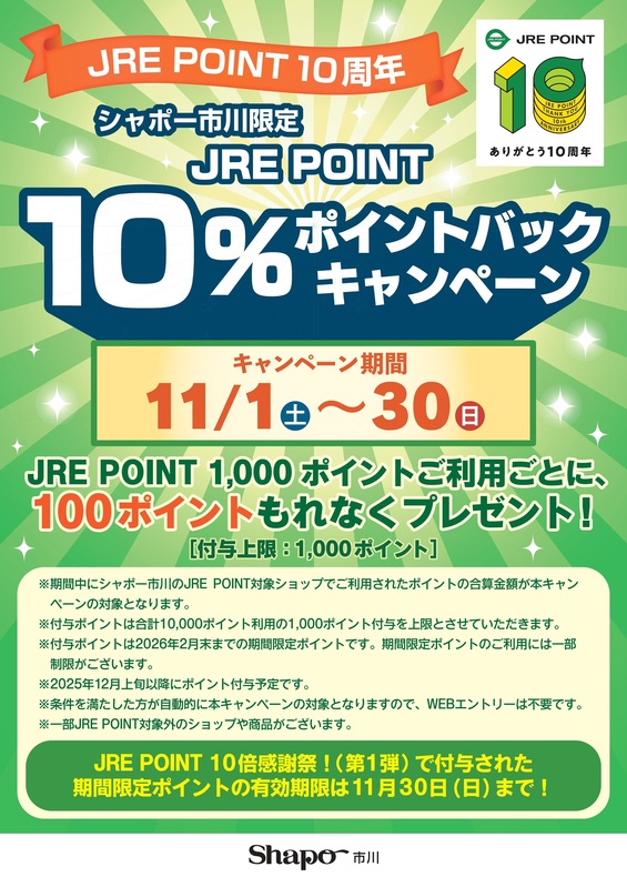 JRE POINT10%ポイントバックキャンペーン