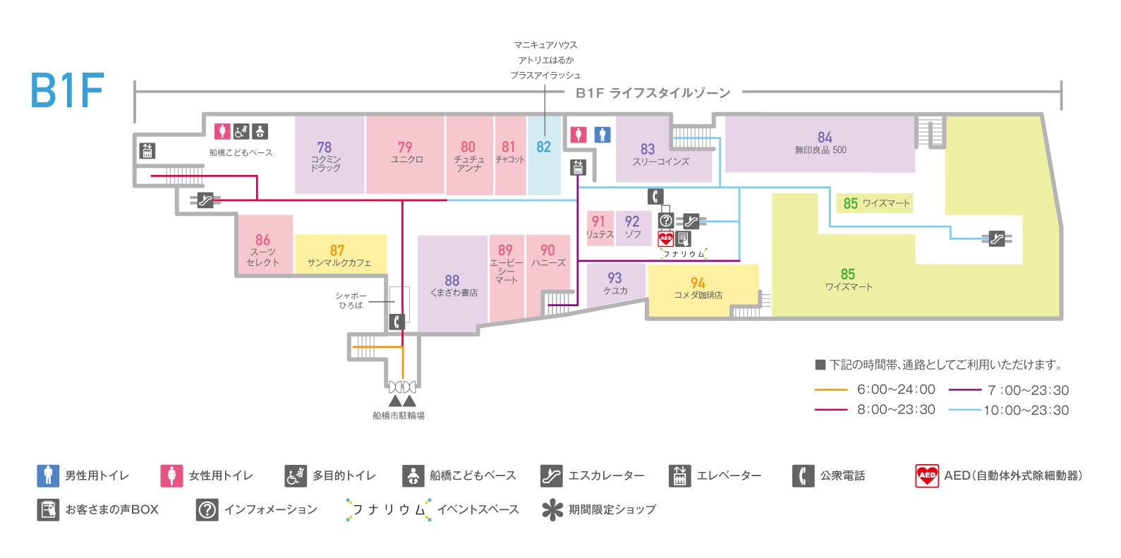シャポー船橋B1F(本館)フロアマップ