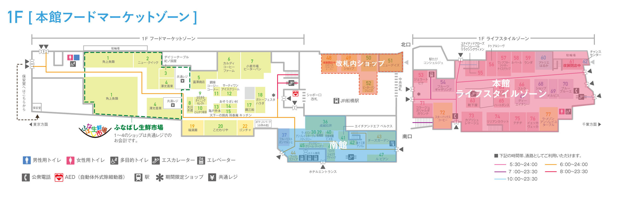 シャポー船橋1F(本館フードマーケットゾーン)フロアマップ