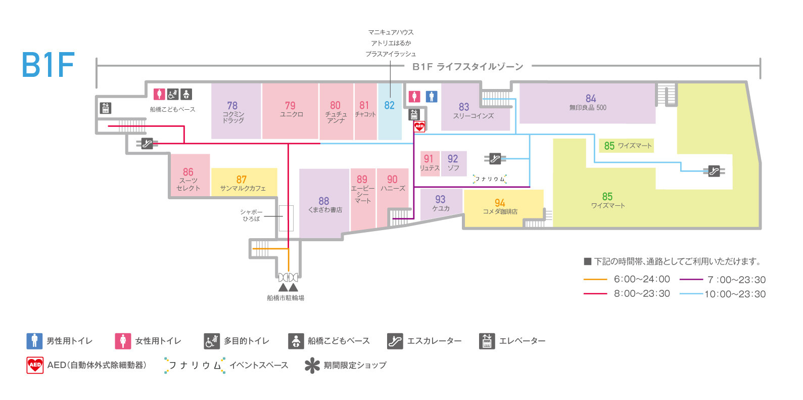 シャポー船橋B1F(本館)フロアマップ