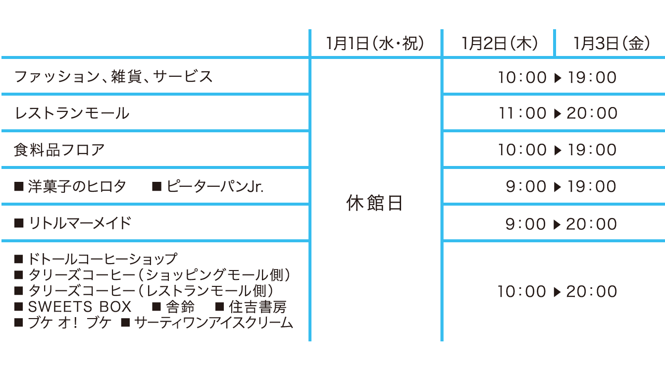 年始営業時間のお知らせ